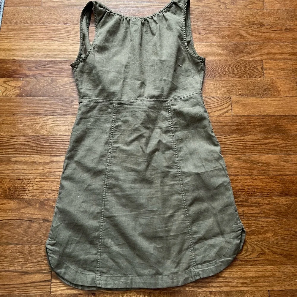 Pilcro Mini Button Down Dress in Army Green - Picture 3 of 6